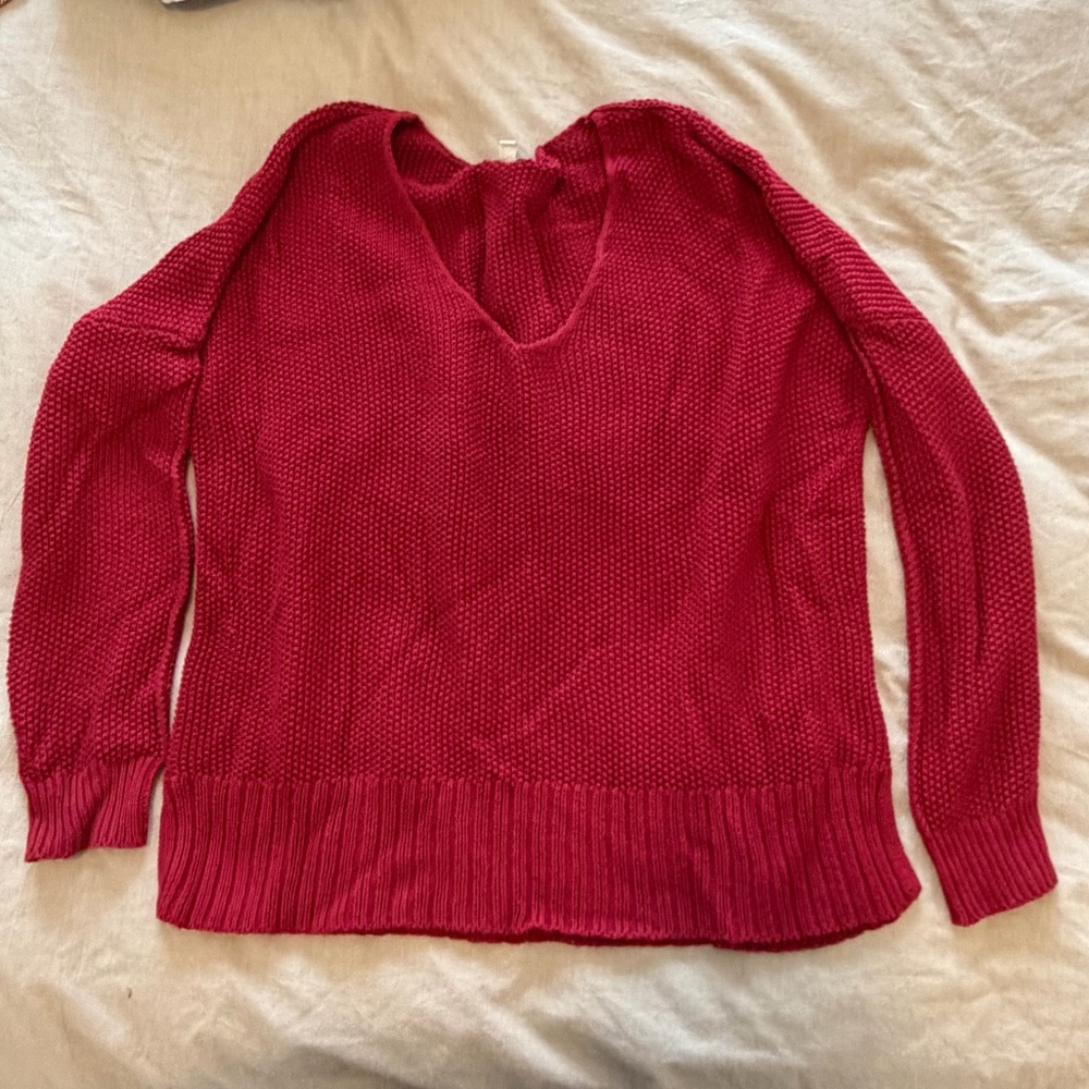 Lucky Brand Deep Red V-Neck Sweater